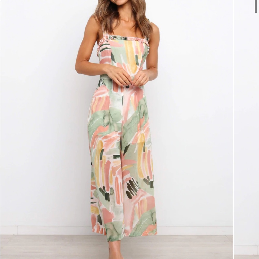Petal & Pup Pastel Abstract Print Strapless Jumpsuit